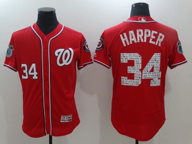 Men Washington Nationals #34 Harper Red Spring Edition Elite 2022 MLB Jersey->boston red sox->MLB Jersey